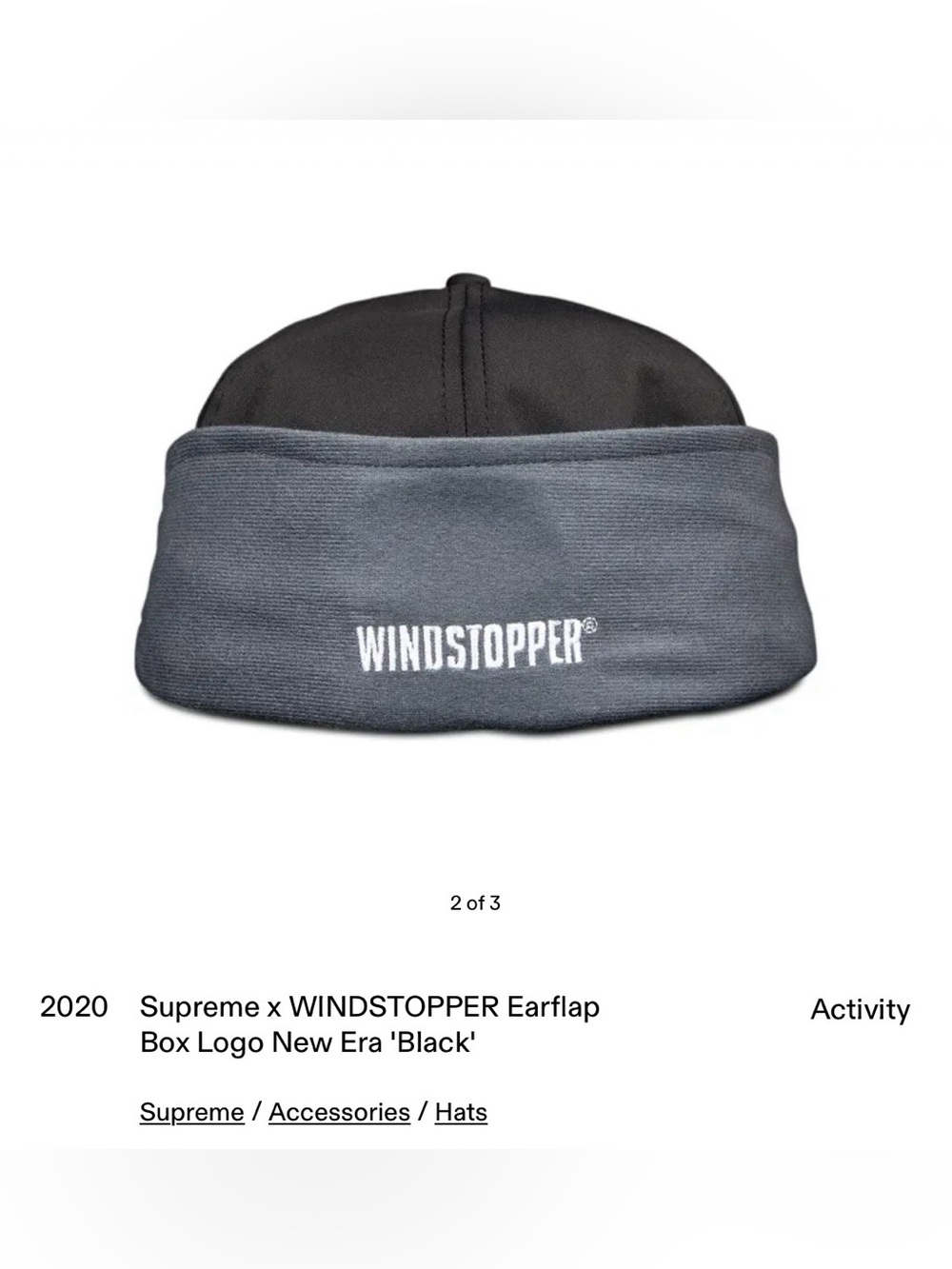 Supreme FW20 Black GORETEX WINDSTOPPER Earflap Box Logo New Era Fitted Cap 7 1/2 - Picture 8 of 12